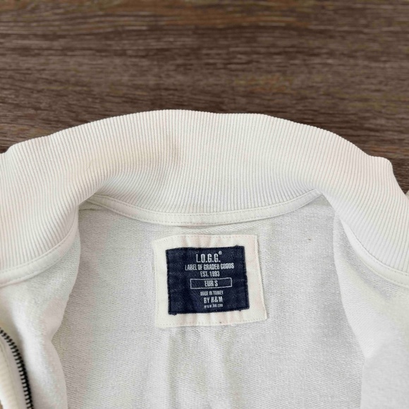 H&M LOGG Argyle zip up cotton sweater S - Picture 3 of 4